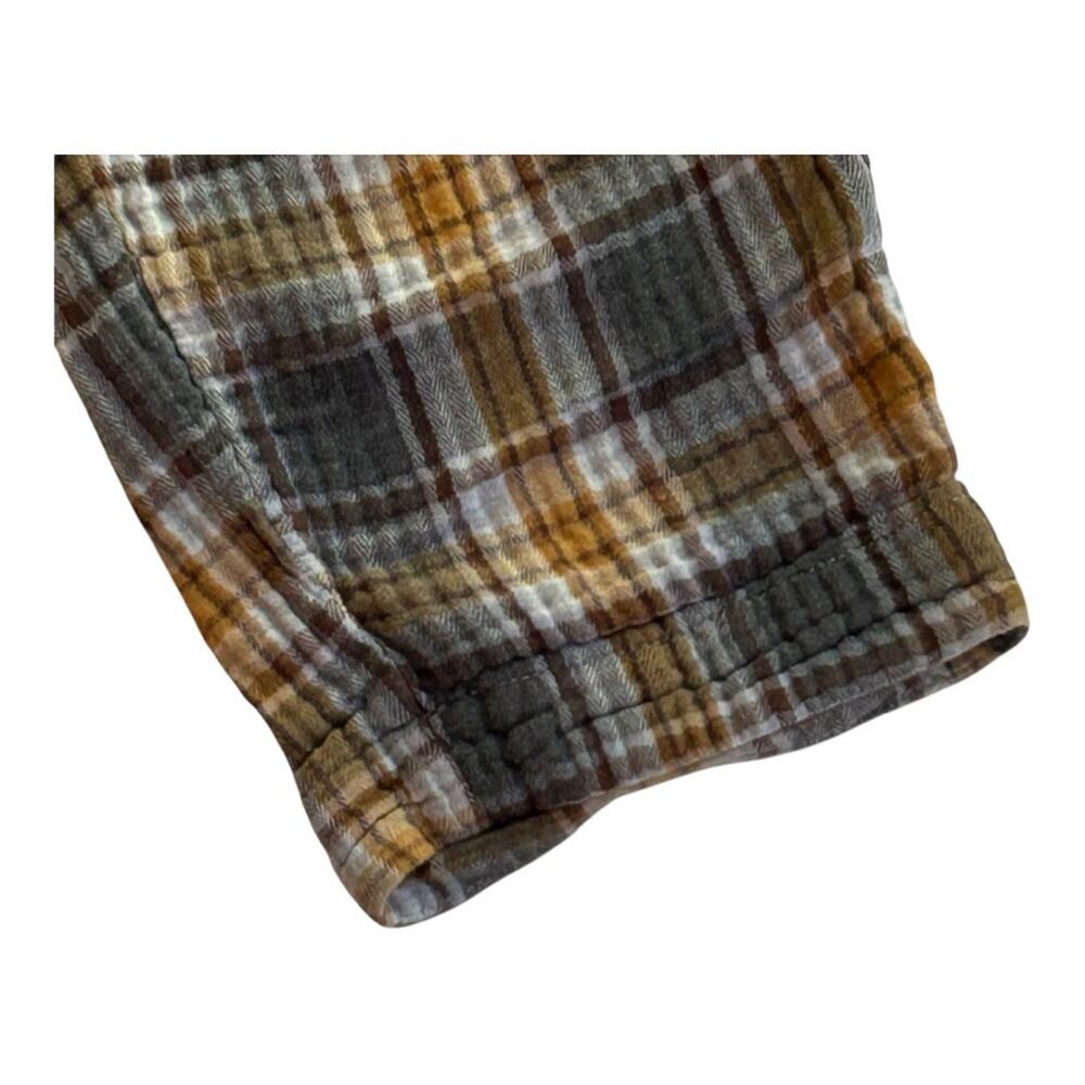 Free People + CP Shades Lourdes Grey, Orange, and Brown Plaid Button Up Pants M - Picture 6 of 12
